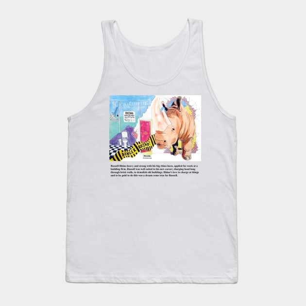 Russell Rhino - From the book "The City Zoo" Tank Top by Lunatic Painter